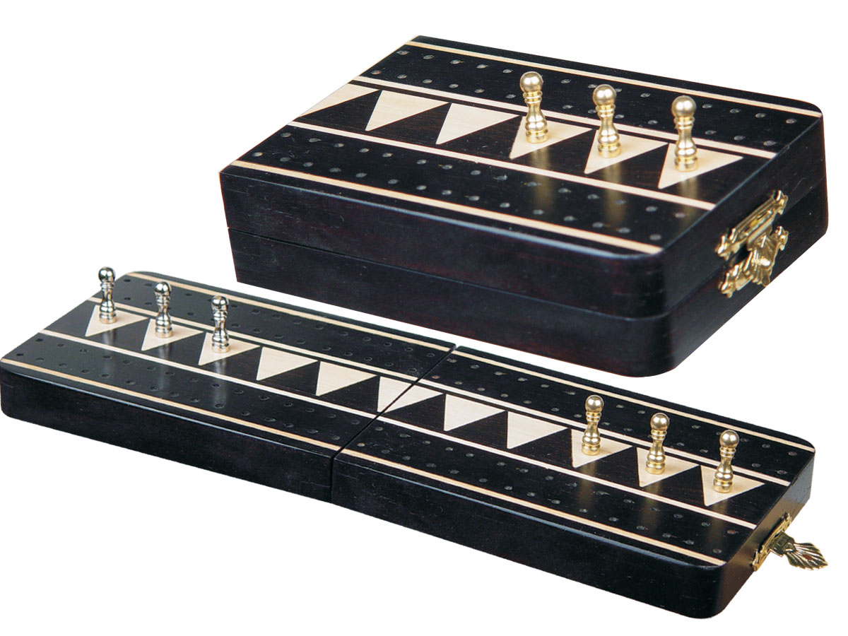 Maple 2 Tracks Revolving Lid 10" Wooden Majestic Cribbage Board Ebony 