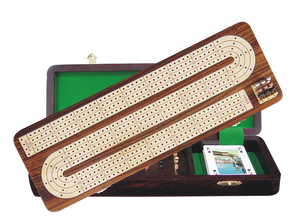 Continuous Cribbage Board Twist Design 4 Tracks Sliding Lid And Drawer