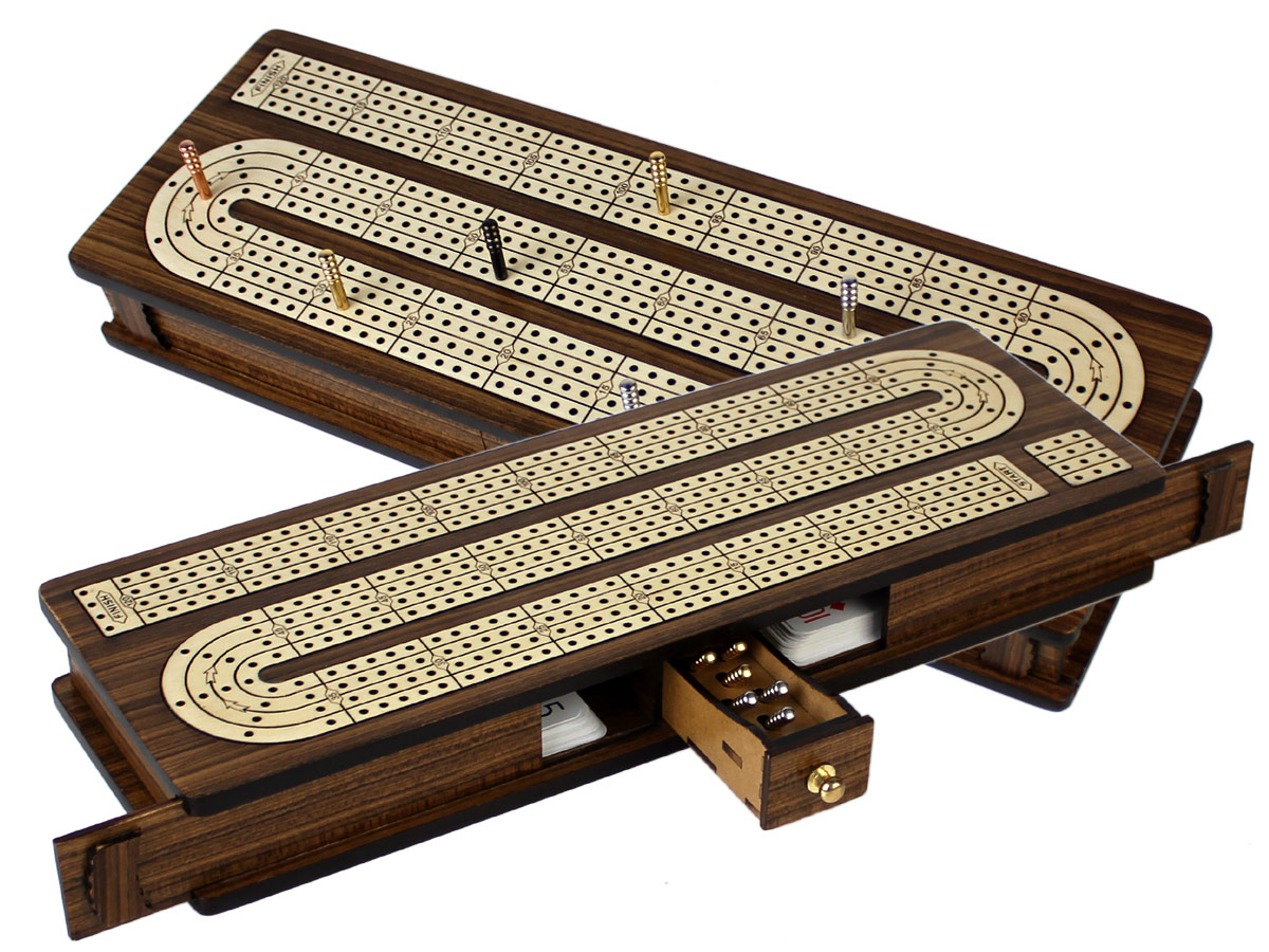 Round Shape 4 Tracks Continuous Cribbage Board Bloodwood Maple With
