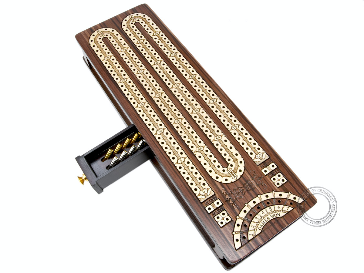Continuous Folding Cribbage Board 3 Tracks Inlaid With Golden Rosewood