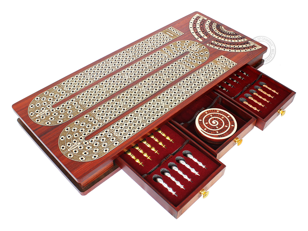 Jaques of London Cribbage Board  Luxury Set with Premium Cards and Metal Pegs 